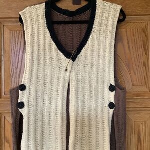 Fabulous TriColor Vest…..Chocolate/Cream/Black with Pin